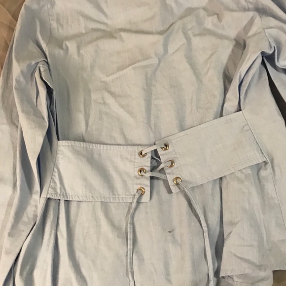 💥A New Day Blue Fitted Blouse w Lace-Up Bk Corset - Picture 3 of 5